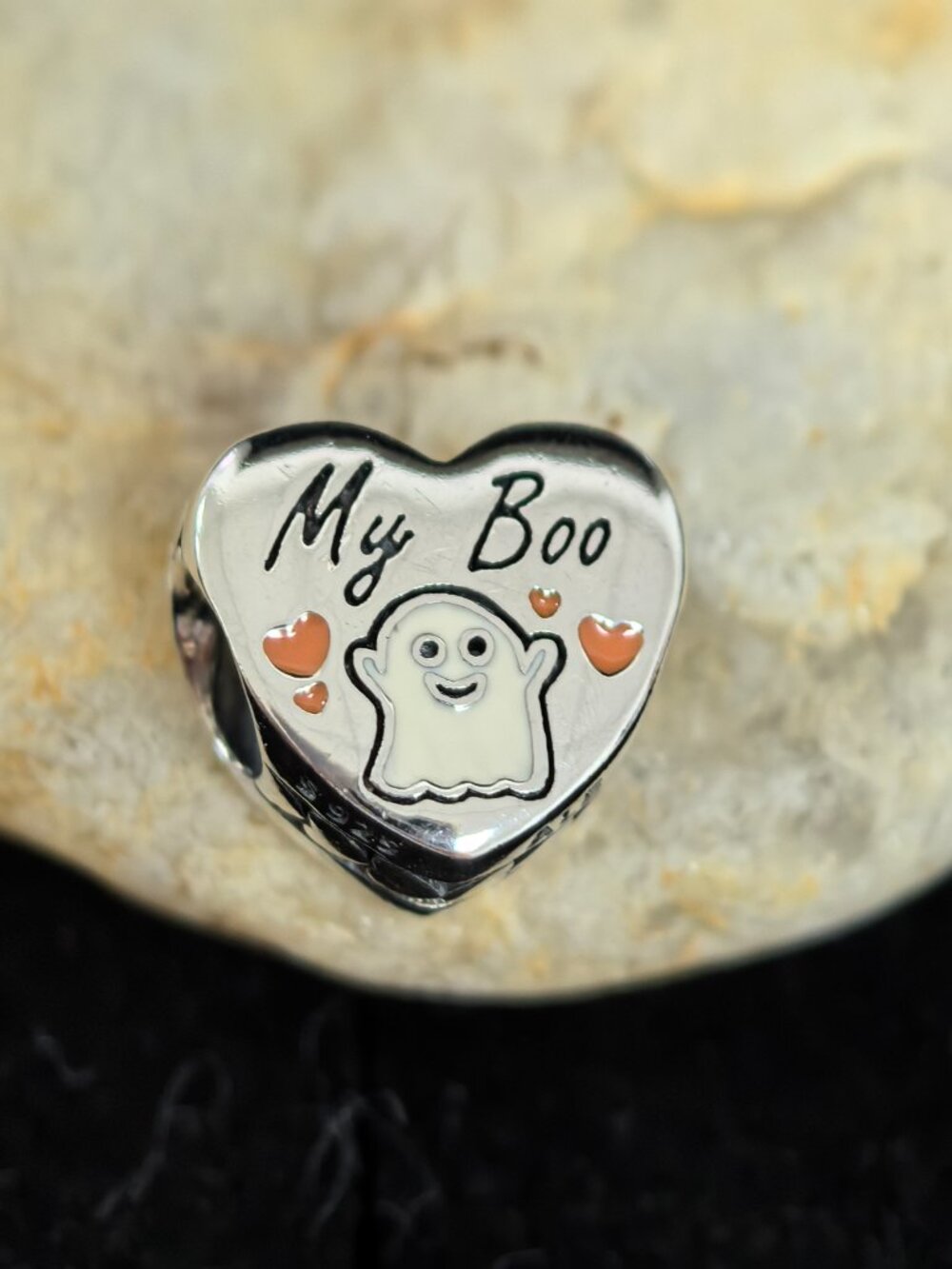Pandora MY BOO GHOST Heart HALLOWEEN Charm, S925 Silver Jewelry (Women's)